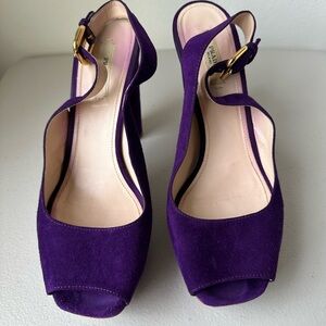 Prada Purple Suede Peep-toe Slingback heels